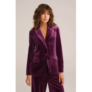 WE Fashion fluweel oversized blazer donkerpaars