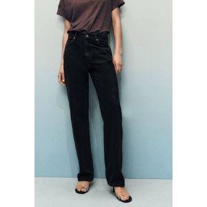 Mango high waist straight leg jeans black denim