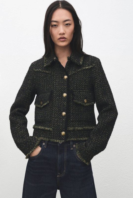 Mango tweed jasje donkergroen