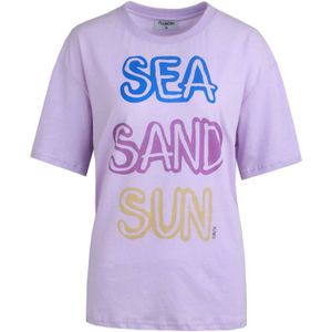 FLURESK T-shirt Stelle met tekst lila/ blauw