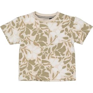 LEVV T-shirt MAK met all over print ecru/wit/mosgroen