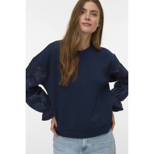 VERO MODA gebloemde gebreide trui marineblauw