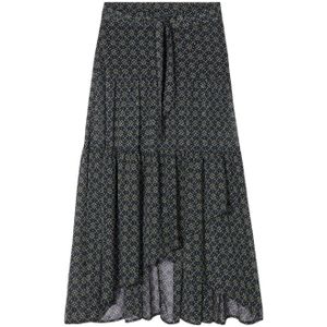 Cache Cache semi-transparante rok met all over print en ruches zwart/multi