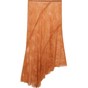 Mango semi-transparante midi rok oranje