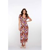 Geisha - Jurk Jane Maxi Dress - Coral/purple - Met V Hals En Print