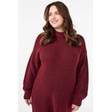 Zizzi - Cavilma - Gebreide Jurk - Rood Gemêleerd - 3/4 Lengte