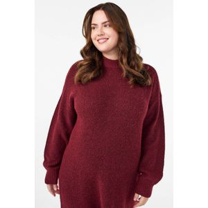 Zizzi - Cavilma - Gebreide Jurk - Rood Gemêleerd - 3/4 Lengte