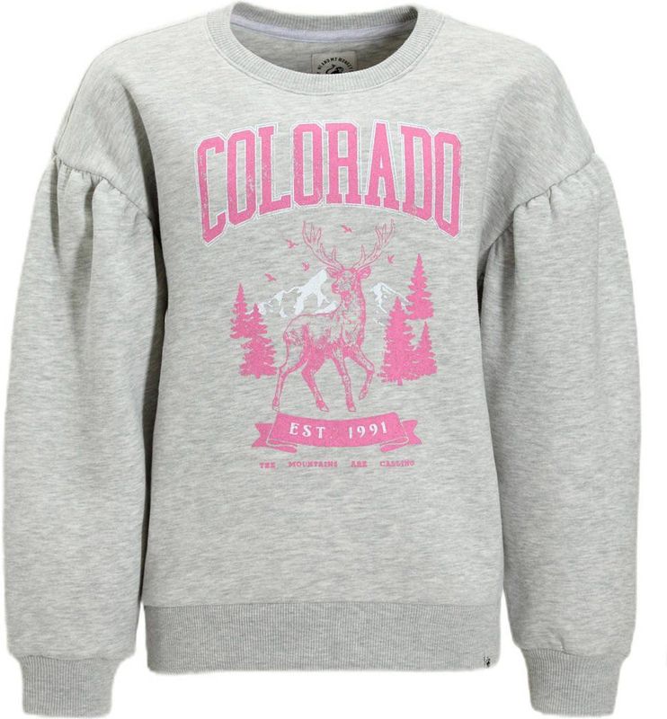 Me & My Monkey sweater Emma met printopdruk grijs melange