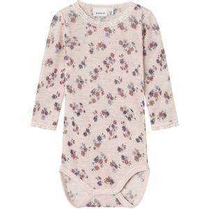 NAME IT BABY wollen romper NBFWANG roze/grijs