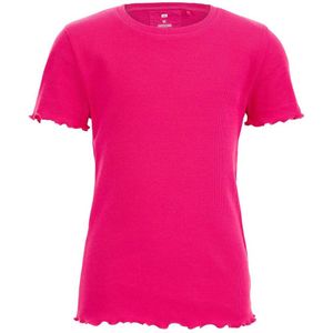 WE Fashion ribgebreid T-shirt intense pink