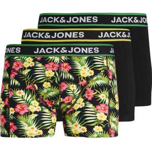 JACK & JONES JUNIOR boxershort JACPINK FLOWERS - set van 3 zwart/groen/geel