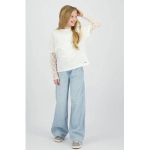 Raizzed t-shirt met kanten mouwen ecru