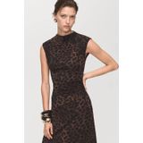 Mango maxi jurk met panterprint bruin