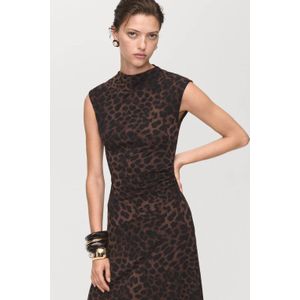 Mango maxi jurk met panterprint bruin
