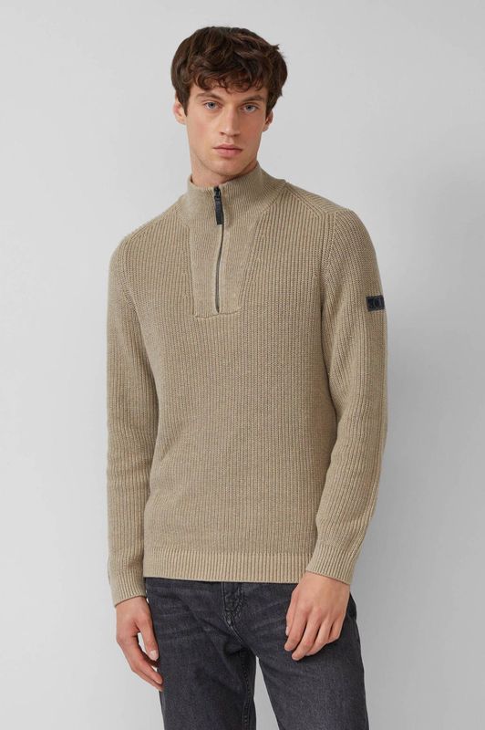 s.Oliver - Trui - Donkerbeige - Halve Rits - Lange Mouw