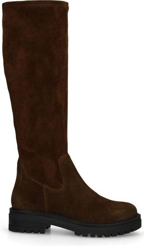 Manfield leren hoge laarzen donkerbruin