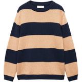 Mango Kids gestreepte sweater donkerblauw/zand