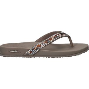 Skechers Meditation Arch Fit teenslippers met strass taupe