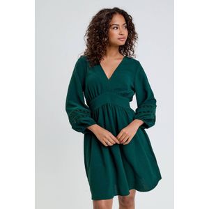 Cache Cache - Korte Jurk - Donkergroen - Driekwart Mouwen - V-hals