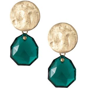 Abrazi gold plated oorbellen June Emerald