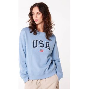 America Today sweater Soel met tekst lichtblauw