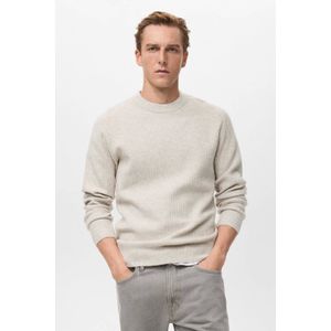 Mango Man trui rib gebreid beige