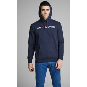 JACK & JONES ESSENTIALS hoodie JJECORP met logo donkerblauw