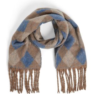 VILA geruite sjaal met franjes VILEAH bruin/blauw