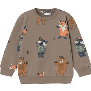 NAME IT MINI sweater NMMOLANDER met all over print lichtbruin