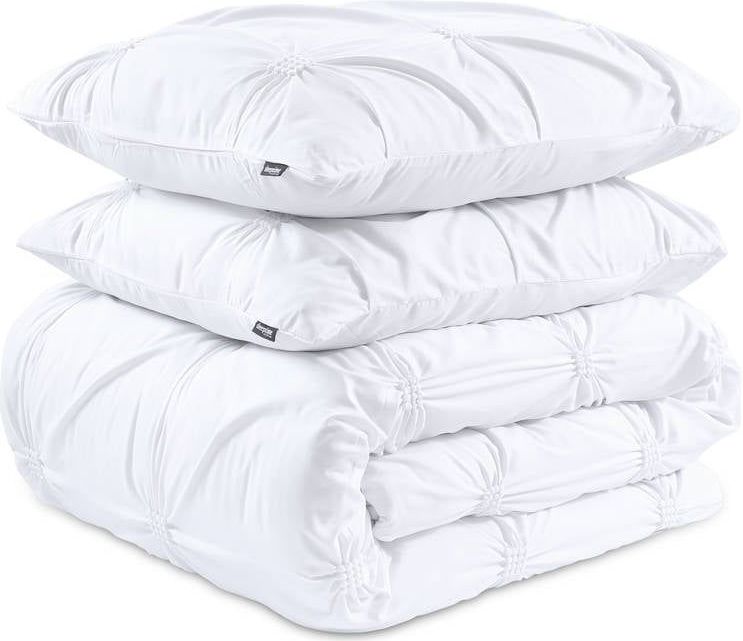 Sleeptime - Dekbedovertrek Punch Pintuck - Wit - 140x220 + 1 Kussensloop 60x70