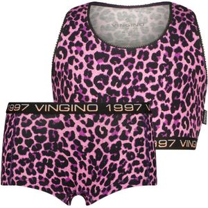 Vingino bh top + short Animal roze/zwart