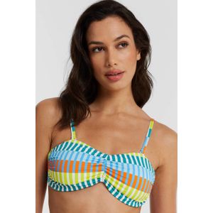 anytime voorgevormde strapless bandeau bikinitop lichtblauw/geel/oranje