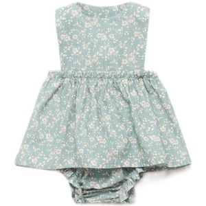 Mango Kids newborn baby jurk met bloomer lichtgroen/beige