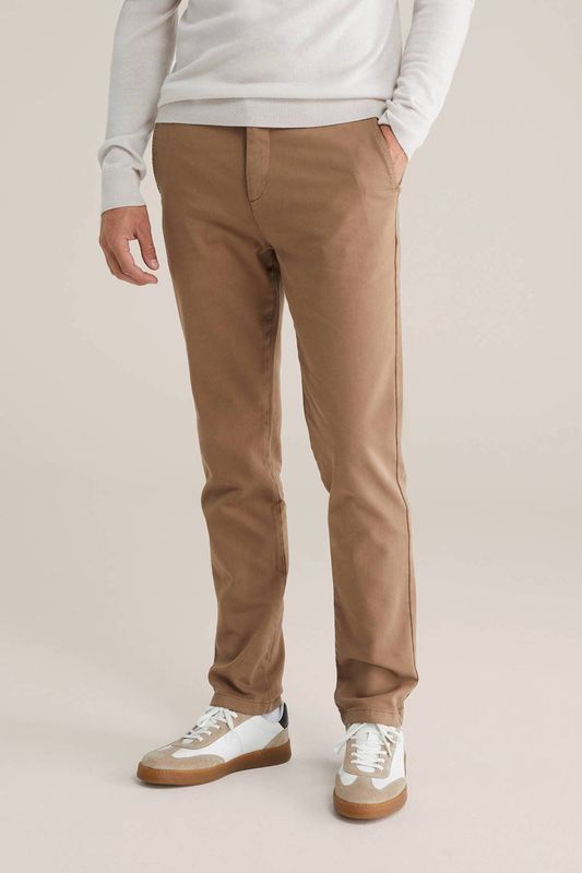 Fundamentals - Heren Slim fit chino van premium bi-stretch - Slim Fit - Lichtbruin - Katoen - Maat: 28/30