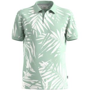 s.Oliver Big Size regular fit polo Plus Size met all over print lichtgroen