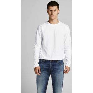 JACK & JONES ESSENTIALS regular fit longsleeve JJENOA van katoen wit