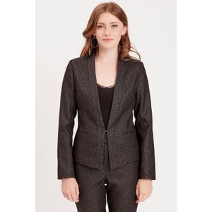 Cache Cache metallic getailleerde blazer met all over print en glitters zwart/ zilver