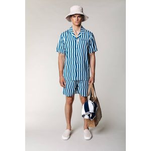 Colourful Rebel gestreepte regular fit short Seth Wavy Stripe deep petrol