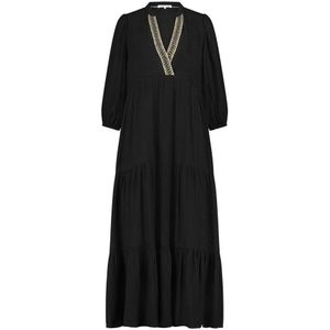 NUKUS maxi jurk Sabrina met contrastbies en contrastbies zwart