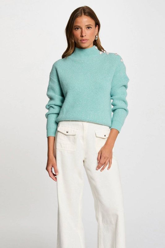 Morgan trui rib gebreid turquoise