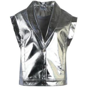 FLURESK metallic imitatieleren gilet Narine zilver