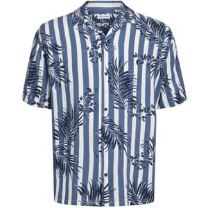 JACK & JONES JUNIOR overhemd JJJEFF RESORT met all over print blauw/wit