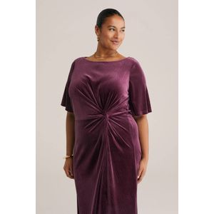 WE Fashion - Curve - Velvet Jurk - Met Glittergaren