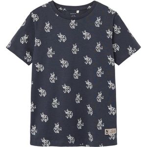 NAME IT KIDS T-shirt NKMDOMAT met all over print donkerblauw/wit