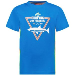 TYGO & vito T-shirt Wessel met contrastbies hardblauw