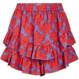 Retour Jeans skort Isabel met all over print en volant paars/rood