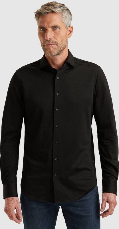 Vanguard Heren overhemd lange mouw zwart (Maat: S) - Effen