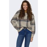 ONLY geruite trui beige gebreid