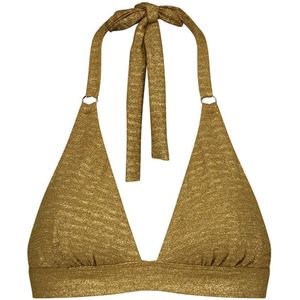 Cyell Voorgevormde Halter Bikinitop met Glitters Goud