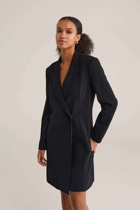 WE Fashion - Dames blazerjurk - Regular fit - Zwart -  Maat: XS